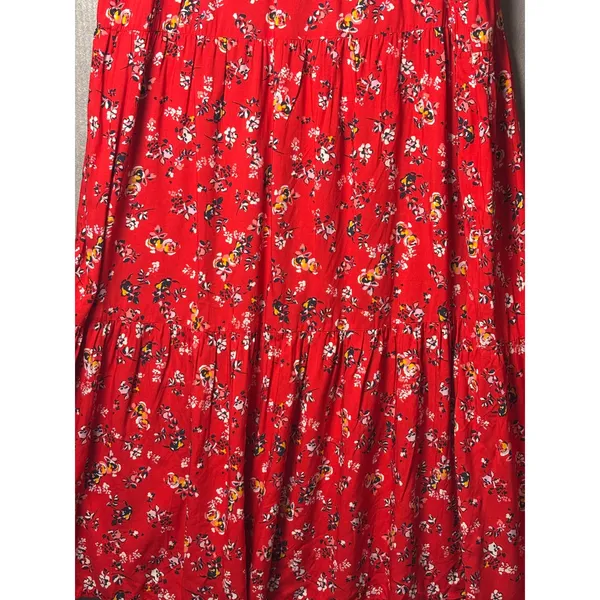 Beachlunchlounge Ramona Maxi Skirt L Aurora Red Floral Tiered Boho Cottagecore - Image 5