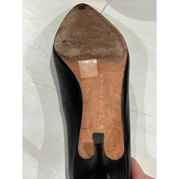 Elie Tahari Black Leather Pointed Toe Stiletto Heel Pumps Size 38‎ - Image 7