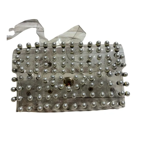 Source Unknown Pearl Studded Clear Purse Fanny Pack Waist Bag Concert 32-38" Trendy Belt Bag - Image 2