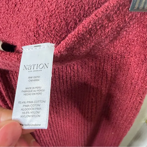 Nation LTD Rachelle Cozy Ribbed Pant in Danish Red Wide‎ Leg Womens Size S - Image 5
