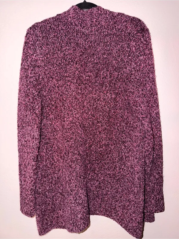 croft & barrow Pink and Black Marled Open Cardigan - Image 3