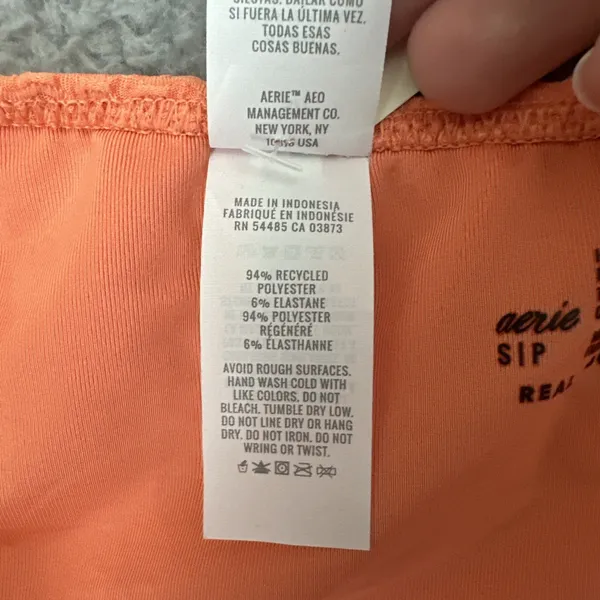 NWT Aerie High Waisted Full Coverage Bikini Bottom Swim Orange Beach Women Small - Image 5