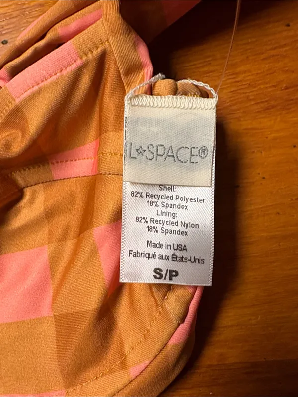 l*space Pink & Tan Check Underwire Bikini Top - Image 2