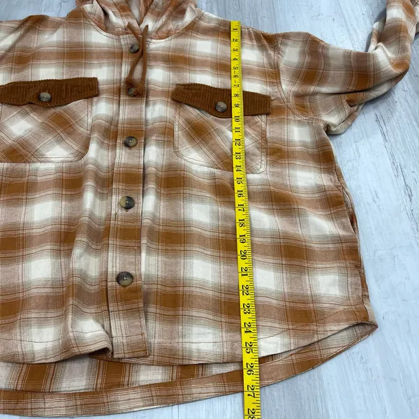 Maurices Plaid Cotton Long Sleeve Hooded Oversized Button Down Shacket Jacket - Image 10