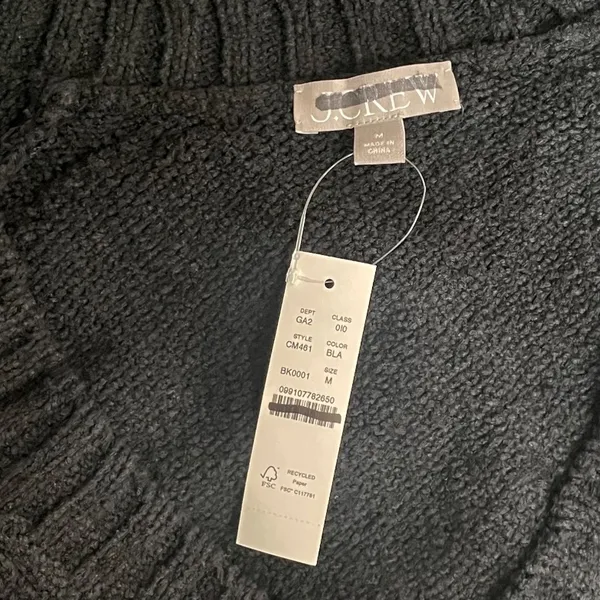 NWT!! J. CREW Marina V-Neck Cardigan Sweater Pockets Solid Black‎ Preppy Medium - Image 12