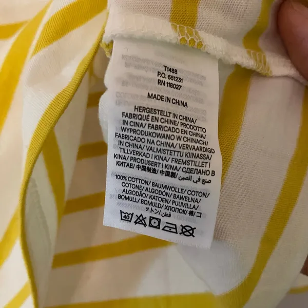 Boden Yellow White Stripe Long Sleeve Shirt Basic Minimalist Preppy Cotton 8 - Image 8