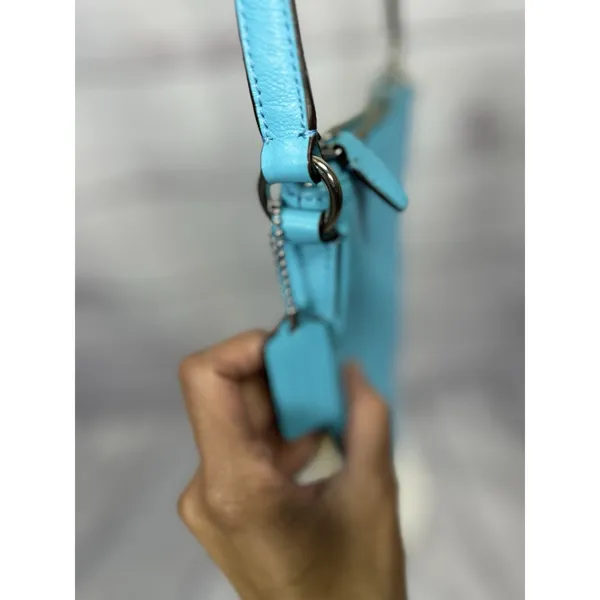 Coach Tourmaline Turquoise Teal Blue Leather Swingpack Crossbody Shoulder Bag - Image 5
