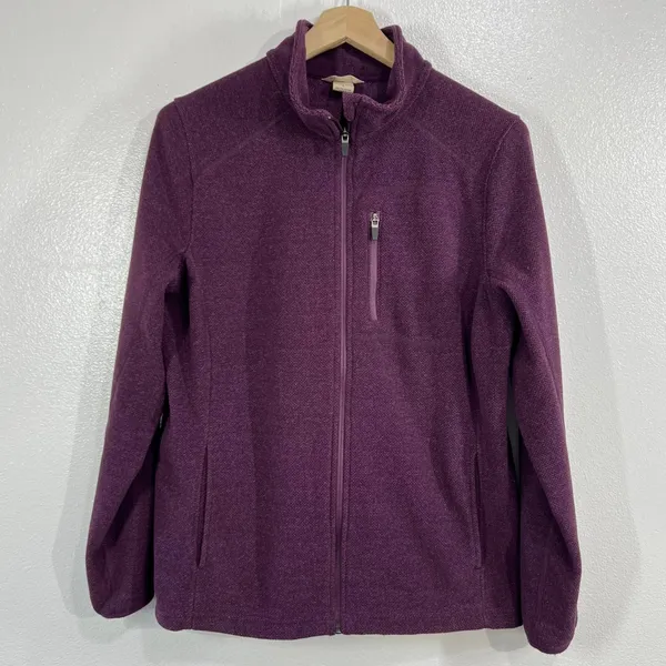 Duluth Trading Park Point Fleece Jacket Women's Large Purple Zip Up Chest Pocket - Image 3