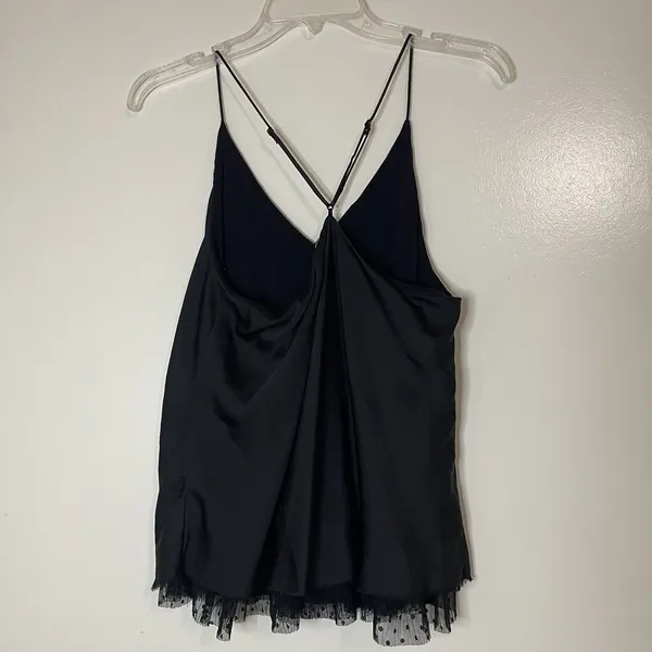 Free People Intimately black cami polka dot tulle hem tank top size medium - Image 5