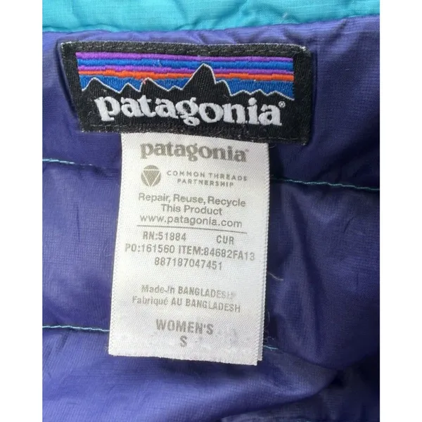 Womens PATAGONIA Blue Goose Down Puffy Sweater Full Zip Sweater Jacket Small - Image 8