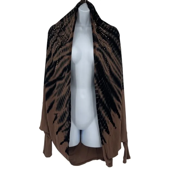 Y2K Vocal Tie Dye Stud Poncho Womens Top Sz Festival Goth Glam Boho Fairy Grunge - Image 5