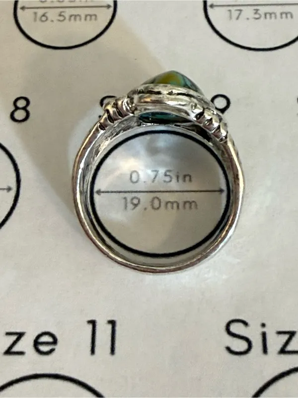 Silver Tone Ring Faux Turquoise No Size See Photos Southwestern Boho - Image 7