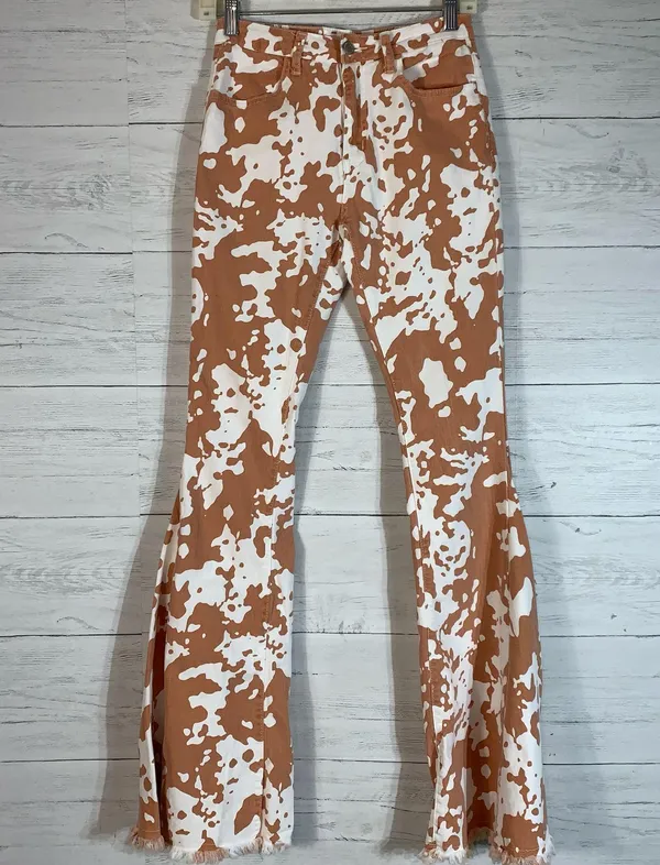 Sunland17 high rise cowhide flare with frayed hem jeans size Small - Image 2