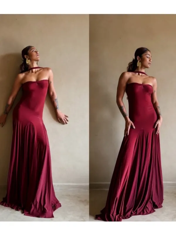 Revolve Deme by Gabriella Berta Dress in Burgundy - Image 4