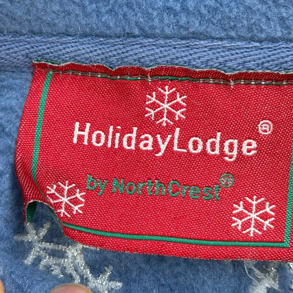 Snowman Winter Christmas Fleece Jacket Womens 1X Blue Grandmacore Holiday Lodge - Image 3