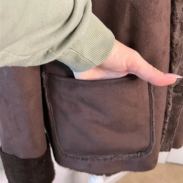 Brandon Thomas Reversible Suede Fur Jacket Women’s Small S Brown with Pockets - Image 9