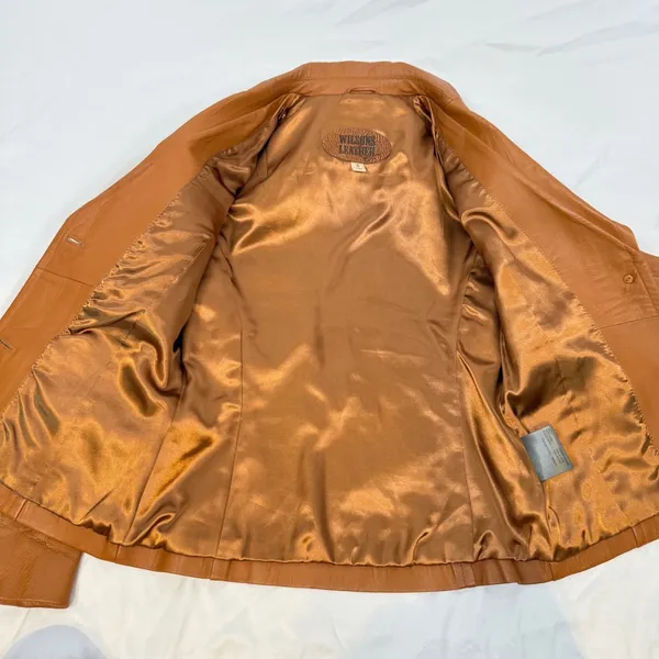Wilsons Leather Cognac Brown Beaded Embroidered Paisley Jacket Western Chic Sm - Image 4
