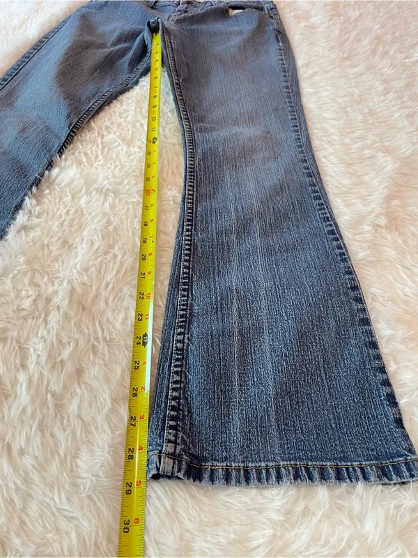 Y2K Levi's Strauss stretch low rise bootcut Women's Light Blue Flare Jeans - Image 8