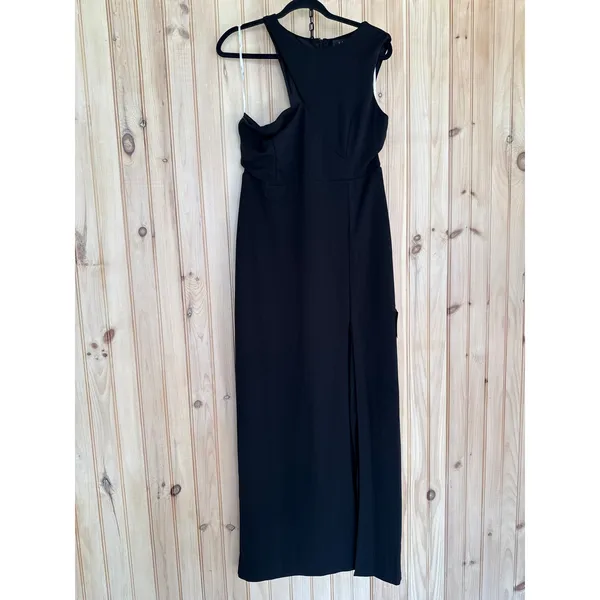 NWT Lulus Poised Preparation Black Asymmetrical Column Maxi Dress Party Size XL - Image 2