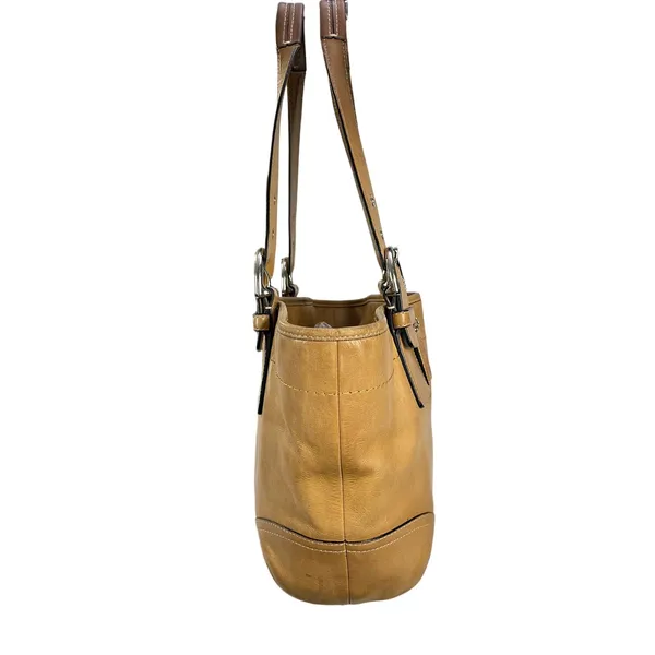 Coach Tan Leather Tote Shoulder Bag Adjustable Strap Hangtag Large Purse - Image 15
