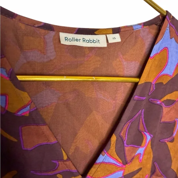 🌸 Roller Rabbit Abstract Floral Midi Dress 💜 Boho‎ Print XS 🌺 - Image 5