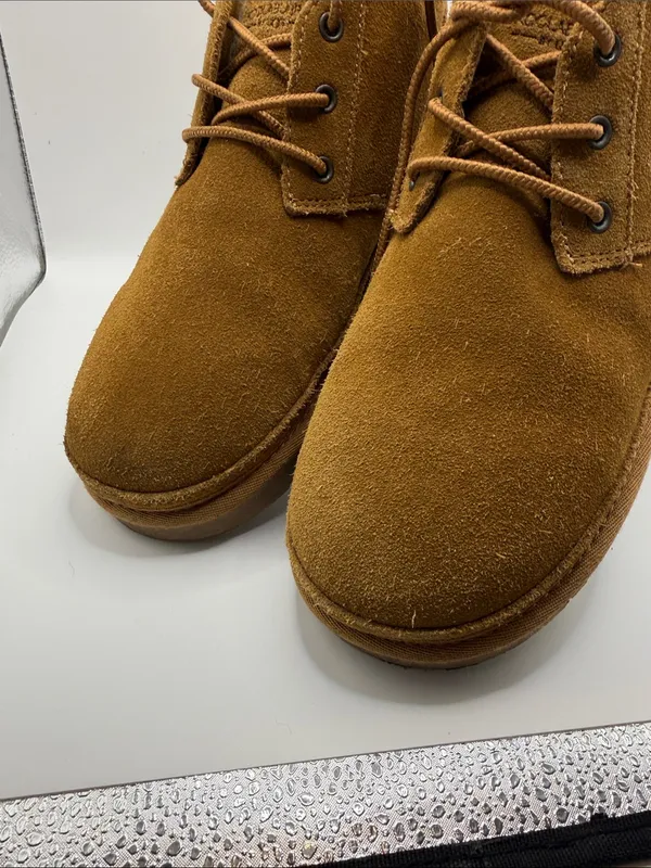 UGG Koolaburra Women's Suede Lace-Up Tan Ankle Booties Faux Fur Lining Size 8 - Image 4