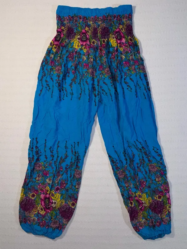 Womens Boho Harem Wide Leg Drop Crotch Palazzo Pants Size S Hippie Artsy - Image 2