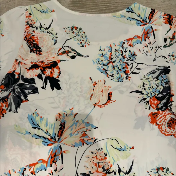 Floral White 3/4 Sleeve Mini Dress Size S - Image 4