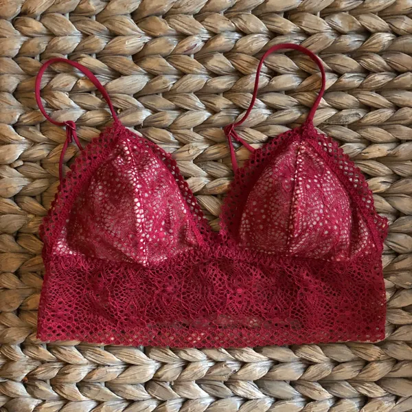 Victoria’s Secret Wine Red Lace Padded Bralette - Image 2
