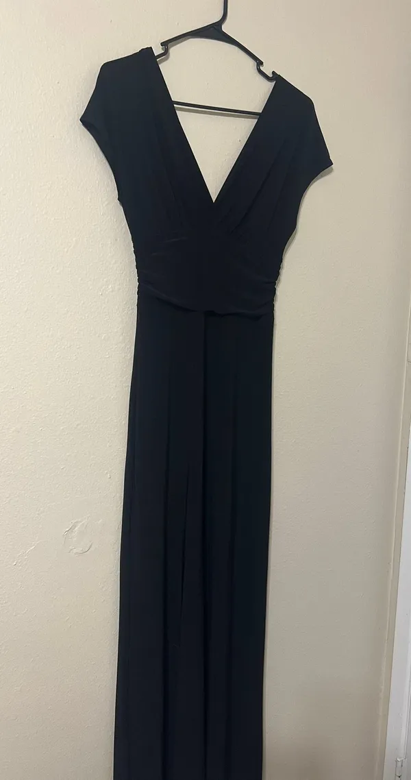Flattering Long Black Dress Size M - Image 2