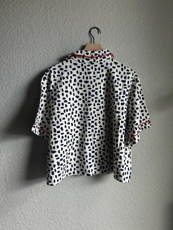 Aerie Navy and White Print Button Up Pajama Top - Image 8