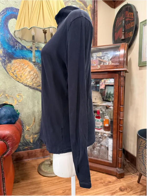 J.Crew Tissue Turtleneck Top Womens Size Large L Black Long Sleeve Cotton Knit - Image 5