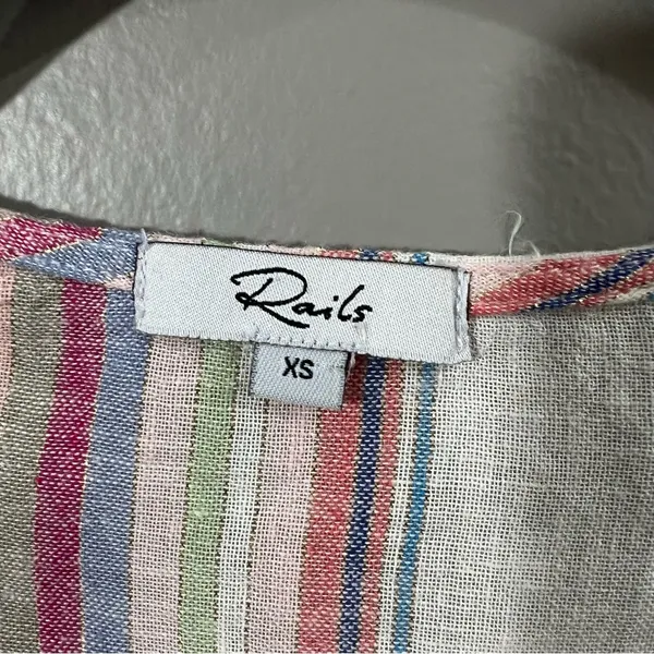 Rails Lucca Havana Stripe linen mini Dress size XS - Image 2