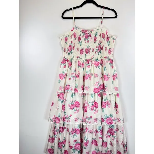 LoveShackFancy Womens Dress Elise Midi Smocked Floral Layered Cottagecore XL - Image 6