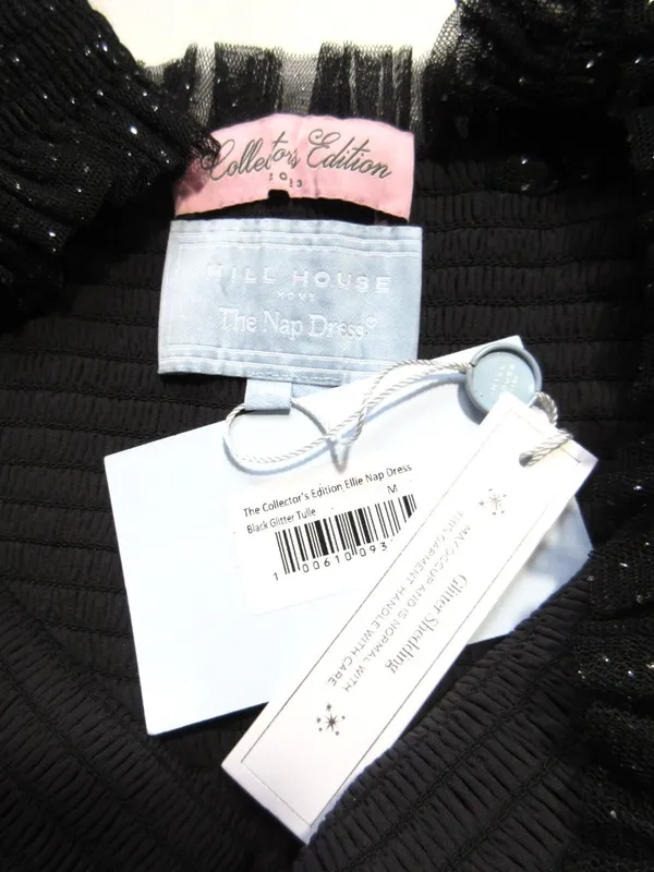 NWT Hill House Collector's Ellie Nap in Black Glitter Tulle Smocked Midi Dress M - Image 12