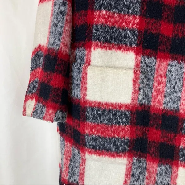 Abercrombie & Fitch | Plaid Red Black White Zip Front Winter Coat M - Image 2