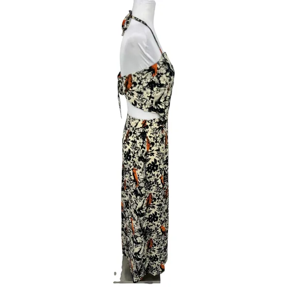 Suen Noaj Molaga Bird Maxi Dress L Floral Halter Cutout Tropical Travel Resort - Image 5