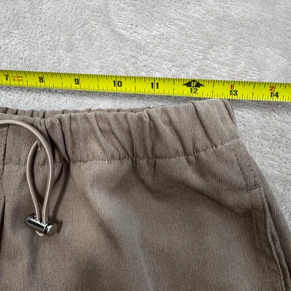Zara Women Taupe Corduroy Wide‎ Leg Elastic Waist Drawstring Pants Size Small S - Image 7