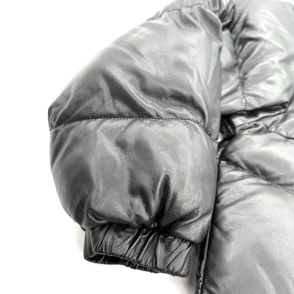 Men Faux Leather Bomber Jacket Quilted Coat Puffer Jacket Padded Jacket Winter Lined - Image 3