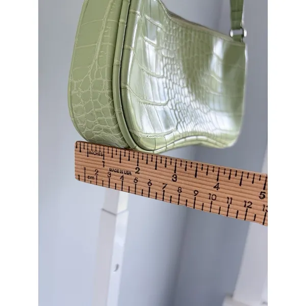 JW Pei Eva Shoulder Bag Yellow Green Croc Vegan Leather Zip Handbag Women’s A24 - Image 4