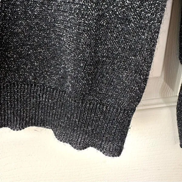 Free People black glitter button cardigan - Image 6