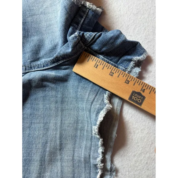 Torrid Denim Womens 18 Floral Embroidered Raw Hem Light Wash Jean Shorts Blue - Image 11