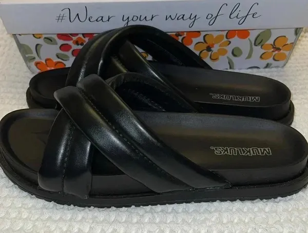 Muk Luks Women’s Tidal Wave Sandals Bkack Black Size 10 - Image 4
