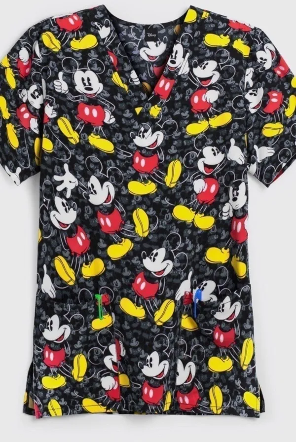 Disney Unisex Mickey Mouse Scrub Top - Image 3