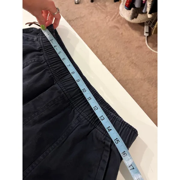Old Navy Black Cotton High Rise Elastic Waist Barrel Leg Cropped Pant Size Large - Image 10