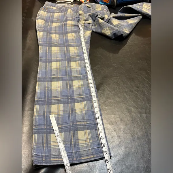 Judy Blue Blue and Tan Plaid HighWaist Vintage Look Jeans size 14W - Image 14