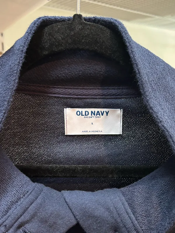 Old Navy Women's Navy Button-Collar Cropped Pullover Sweater - Image 2