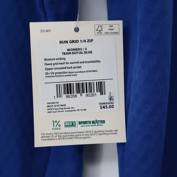 DSG Womens Run Grid 1/4 Zip Pullover Team Royal Blue Size S - Image 4