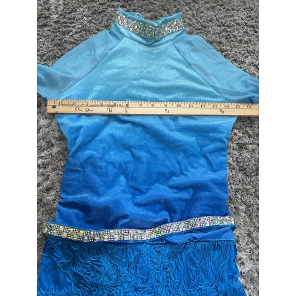 Weissman Blue Ombre Jazz Latin Dance Costume Fringe Sequin Belt Size MA - Image 12