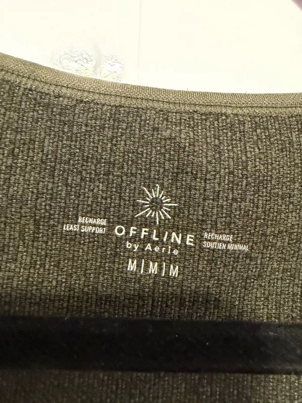 Aerie OFFLINE Recharge‎ Ribbed V-Neck Tank Top Bra Green Medium - Image 2